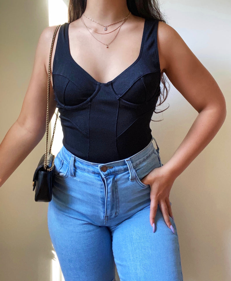 Marissa ribbed bustier tank bodysuit