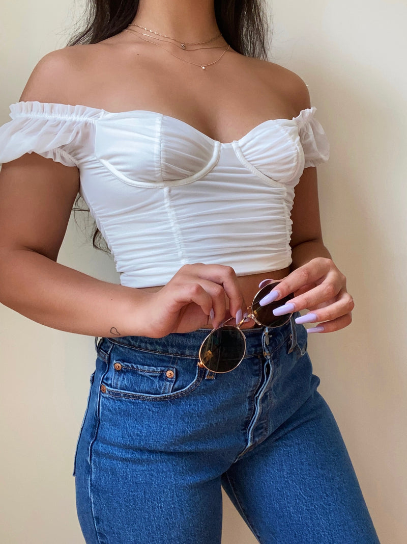 Natalina puff sleeve crop top