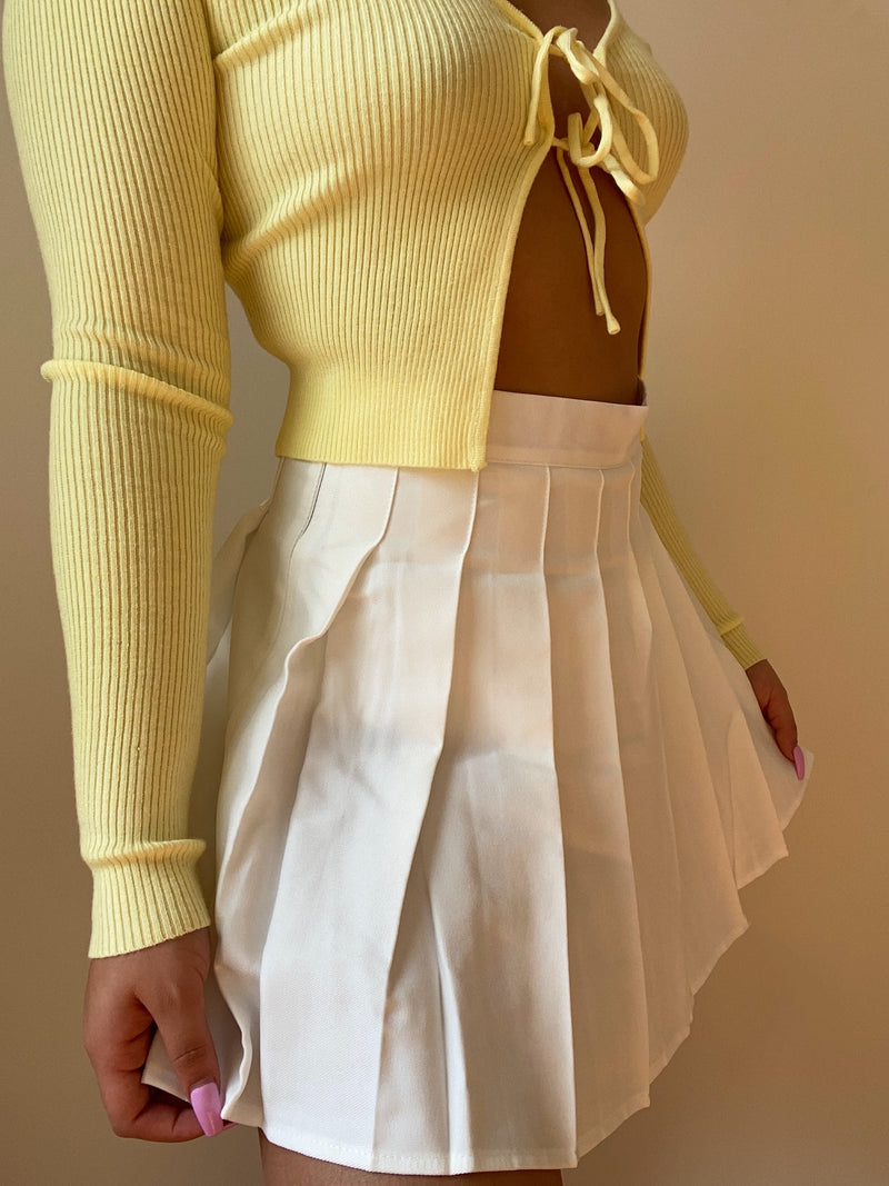 White pleated skirt