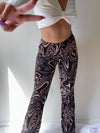 Brown swirl flare pants