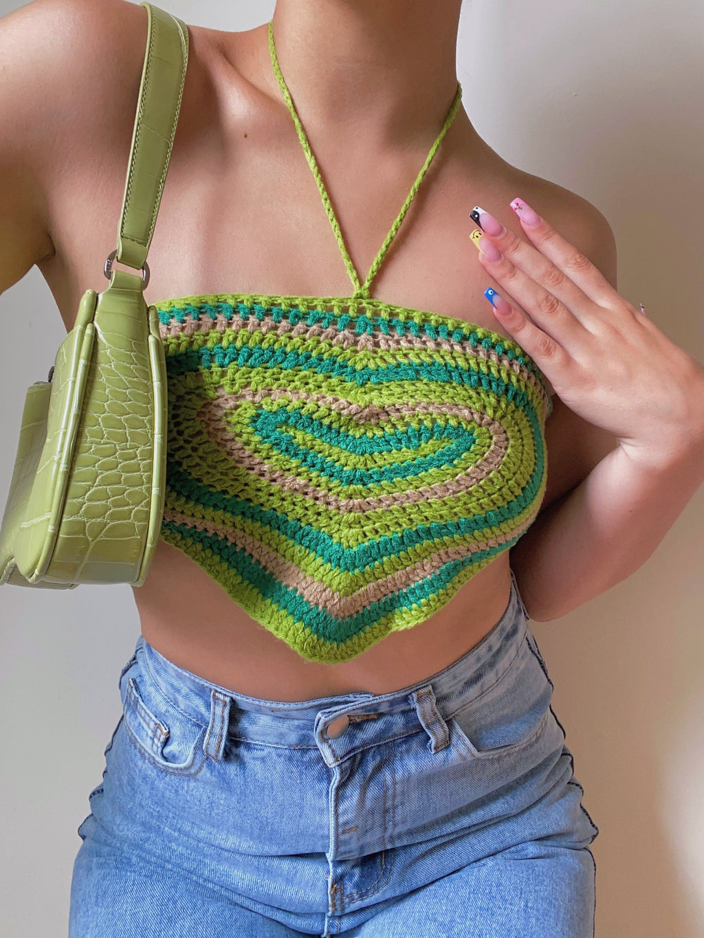 Miranda halter crochet top (green)