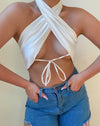 Aurora satin halter crop top