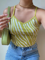 Sonia lime green zebra print top