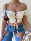 Kaylee lace up puff sleeve top